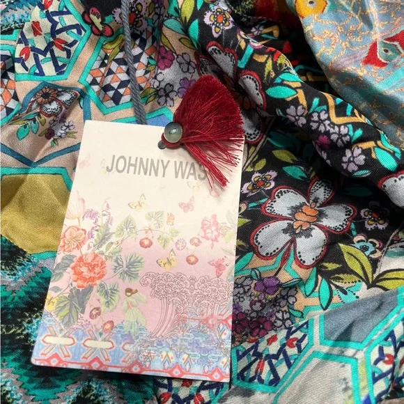 Johnny Was Green Blue Bell Sleeve Midi Dress - Picture 2 of 9